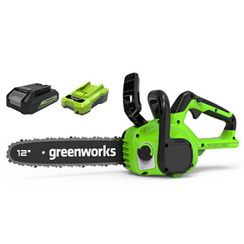 Цепная пила аккумуляторная Greenworks GD24CS30 24V (30см) бесщеточная c АКБ 2 Ач и ЗУ, арт. 2007007UA