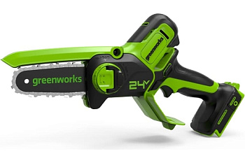 Аккумуляторная цепная мини пила GreenWorks 24V, 10 см, без АКБ и ЗУ 2008207