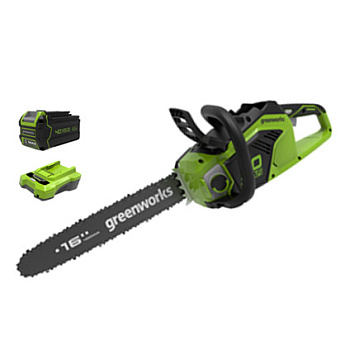 Цепная пила аккумуляторная Greenworks GD40CS18 40V (40 см) бесщеточная с АКБ 2АЧ и ЗУ, арт. 2005807UA